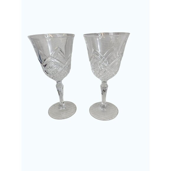 CRISTAL D'ARQUES-DURAND MASQUERADE Water Goblet glasses France 7.5” Set Of 2 - Picture 1 of 6